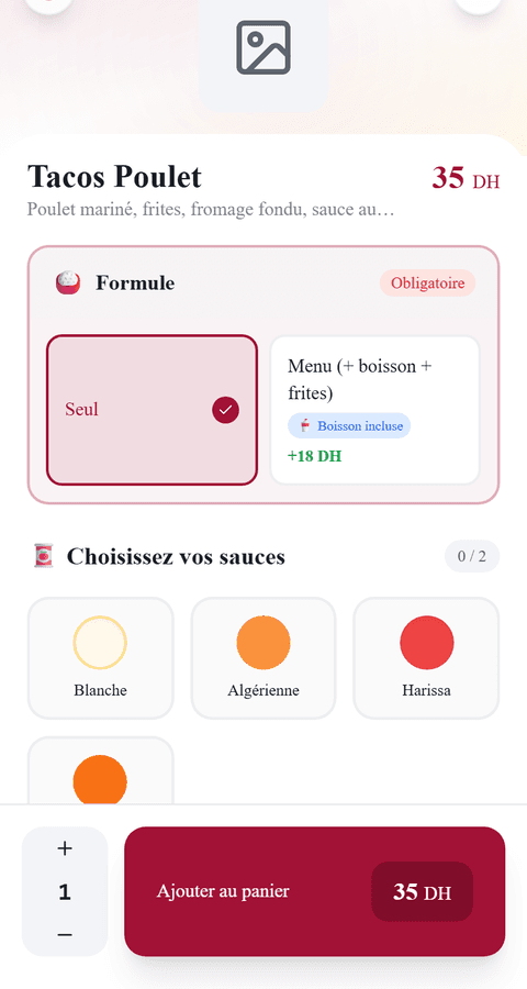 Personnalisation d’un produit dans Panier